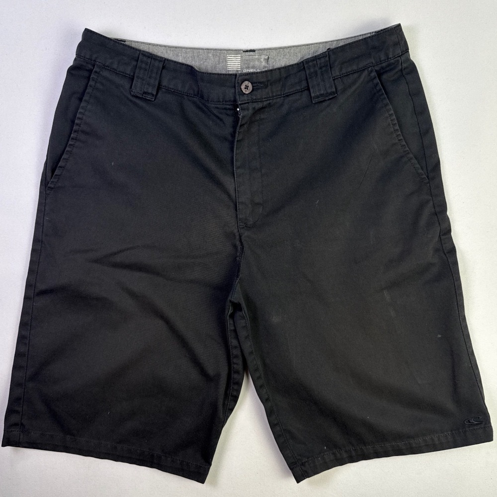 ONeill Mens Black Chino Walk Shorts Size 33 Flat Front Utility Pocket RN 85773